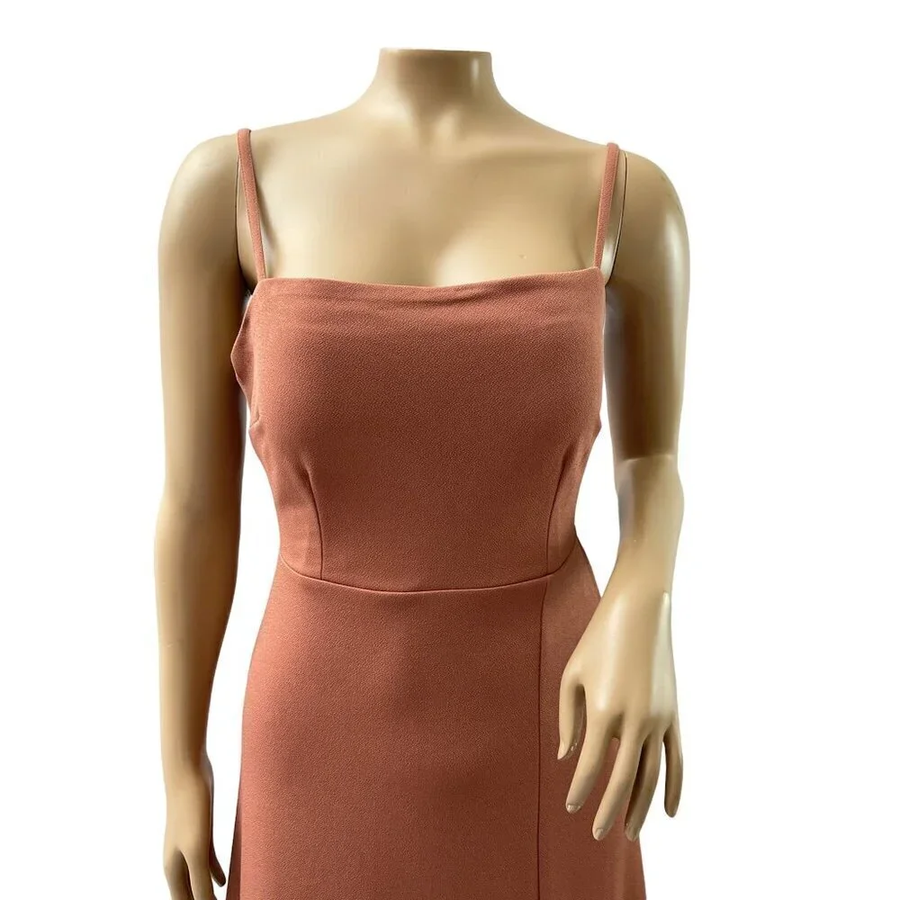 Birdy Grey Benny Crepe Maxi Formal Bridesmaid‎ Dress Cut Out Desert Rose S NWT